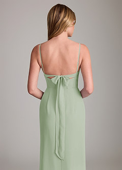 Azazie Mai Bridesmaid Dresses Dusty Sage Sheath Pleated Chiffon Dress image6