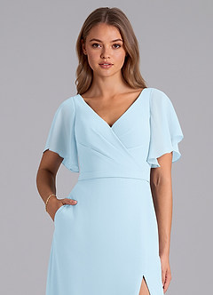 Azazie Ambrosia Bridesmaid Dresses Sky Blue A-Line Pleated Chiffon Dress image2