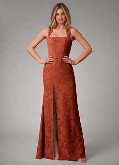 Azazie Luci Bridesmaid Dresses Auburn Mermaid Pleated Floral Burnout Convertible Dress image5