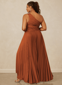 Christian Siriano Bridal for Azazie 1008 Bridesmaid Dresses Cinnamon A-Line One Shoulder Stretch Satin Dress image14