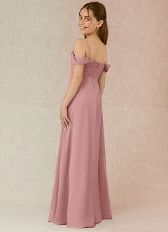 Azazie Kaitlynn Junior Dusty Rose A-Line Off the Shoulder Chiffon Dress image5