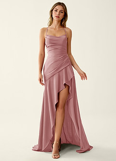 Annabella Rose Hell Pink Satin-Abendkleid mit Schnürung am Rücken image4