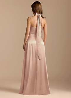 Azazie Tracie Bridesmaid Dresses English Rose A-Line Pleated Metallic Satin Dress image2