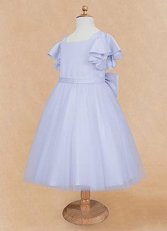 Azazie Kaeya Robe Demoiselle D'honneur Fillette Robe Trapèze en Tulle Arc Lavande image7