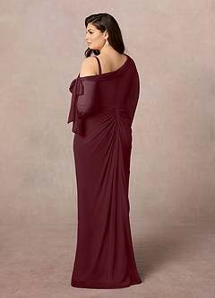 Azazie Marna Mother of the Bride Dresses Cabernet Sheath One Shoulder Mesh Dress image4
