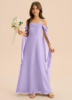 Azazie Moana Junior Linia A Pofałdowany Szyfon Długość podłogi Młodsza druhna Sukienka image1