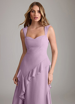 Azazie Sloane Vestidos de damas de honor Vestido de Glicinia de Gasa de Corte en A con Escote de Corazón image6