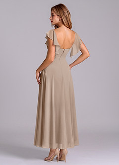 Azazie Leilani Bridesmaid Dresses Taupe A-Line Ruched Chiffon Dress image5