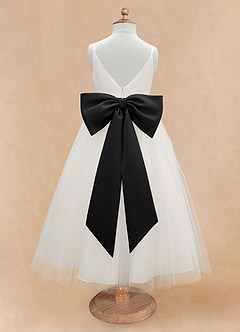 Azazie Lea Flower Girl Dresses Black A-Line Spaghetti Strap Tulle Dress image7