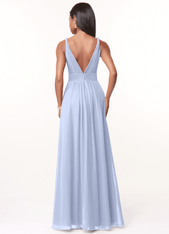 Azazie Maren Bridesmaid Dresses Ice A-Line Pleated Chiffon Dress image2