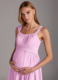 Azazie Melanie Final Sale Empire Pleated Mesh Floor-Length Dress image5