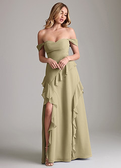 Azazie Sloane Bridesmaid Dresses Moss Green A-Line Sweetheart Neckline Chiffon Dress image4