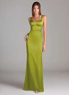 Azazie Denice Suknie dla druhen Osłona Pofałdowany Satyna elastyczna Do ziemi Sukienka image3