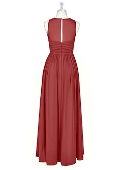 Azazie Nina Bridesmaid Dresses Rust A-Line Pleated Chiffon Dress image7