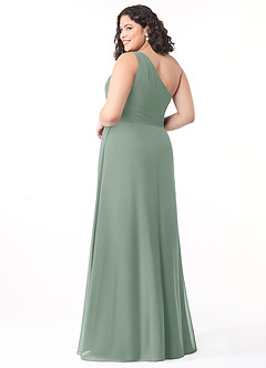 Azazie Dallas Bridesmaid Dresses Silver Sage A-Line One Shoulder Chiffon Dress image7