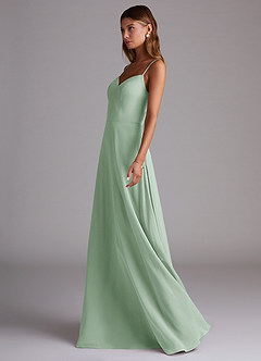 Azazie Marley Bridesmaid Dresses Agave A-Line Off the Shoulder Chiffon Convertible Dress image6