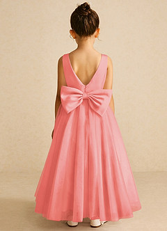 Azazie Pumpkin Flower Girl Dresses Coral A-Line Convertible Tulle Dress image6