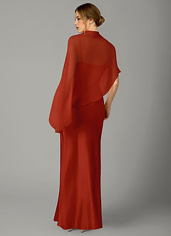 Azazie Jaleesa Robes de demoiselle d'honneur Robe Fourreau en Satin extensible Col haut Rouille image6