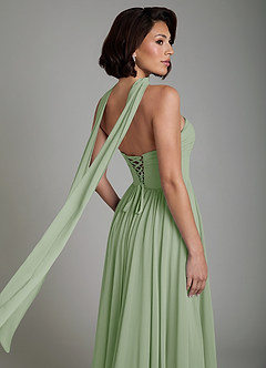 Azazie Petra At-home Try On Dresses Dusty Sage A-Line Corset Chiffon Dress image9