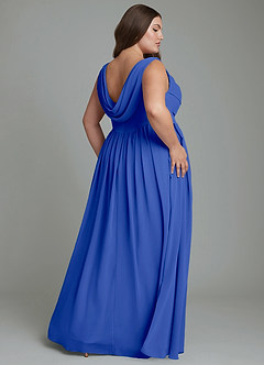 Azazie Novi Vestidos de madrinha de casamento Vestido Royal Blue de Chiffon de Linha A com Plissado image8