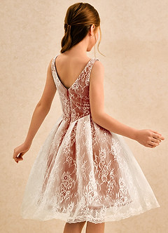 Azazie Cubbie Girls Formal Robe Demoiselle D'honneur Fillette Robe Trapèze en Dentelle Paprika image2