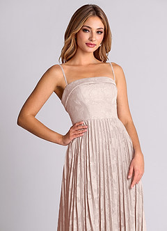 Azazie Mariana 신부 들러리 드레스 A라인 스트랩리스 플로럴 번아웃 바닥 길이 드레스 image2