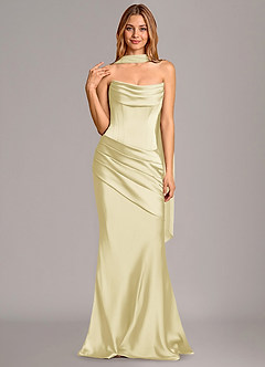 Azazie Pelagia Suknie dla druhen Syrena Gorset Satyna elastyczna Do ziemi Sukienka image3