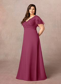 Azazie Singer Abiti per la Madre della Sposa Abito A-Line in Chiffon con Scollo a V in Pizzo Gelso image8