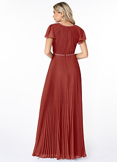 Azazie Kara Modest Bridesmaid Dresses A-Line Pleated Chiffon Floor-Length Dress image2