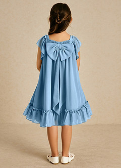 Azazie Tot vestidos de niña de las flores Vestido de Azul Acero de Gasa de Corte En A con Con mangas image2