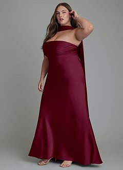 Azazie Saylor Bridesmaid Dresses Mulberry Mermaid Strapless Stretch Satin Dress image16