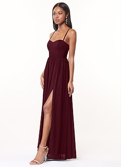Azazie Marilyssa Abiti da Damigella Abito A-Line in Chiffon Elasticizzato Corsetto Cabernet image3