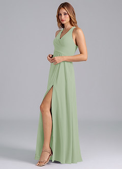 Azazie Dorota Abiti da Damigella Abito A-Line in Chiffon Plissettato Verde Salvia image5