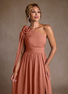 Azazie Lancaster vestidos de madre de la novia Vestido de Mai Tai de Gasa de Corte en A con Hombro unilateral image6
