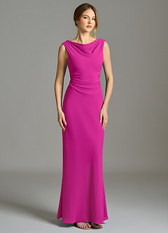 Azazie Kieryn Bridesmaid Dresses Fuchsia Mermaid Pleated Chiffon Dress image5