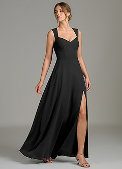 Azazie Gwendolyn Bridesmaid Dresses Black A-Line Sweetheart Neckline Chiffon Dress image3