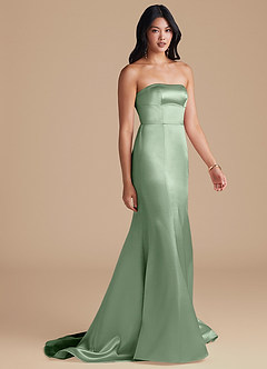 Azazie Aura Bridesmaid Dresses Matcha Mermaid Metallic Satin Convertible Dress image5