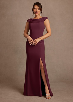 Azazie Irvine Kleider für die Brautmutter A-Linie Plissee Chiffon Kleid Cabernetrot image2