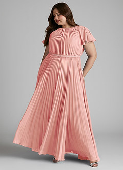 Azazie Kara Bescheidene Brautjungfernkleider A-Linie Plissee Chiffon Bodenlänge Kleid image12