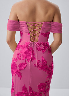 Berenice Fuchsie Stretch-Maxikleid aus 3D-Blumenspitze image8