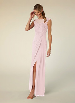 Azazie Libby Kleider für die Brautmutter A-Linie Schaufel Pailletten Chiffon Kleid Zartrosa image3