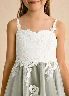 Azazie Coraline 플라워 걸 드레스 A라인 레이스 발목 길이 드레스 image6