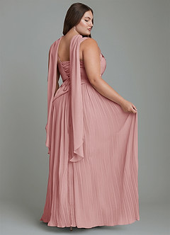 Azazie Stephanie Bridesmaid Dresses Dusty Rose A-Line Pleated Stretch Satin Dress image16