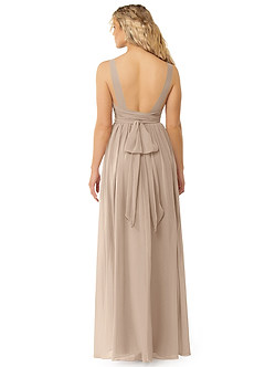 Azazie Kora Bridesmaid Dresses Taupe A-Line Pleated Chiffon Dress image4
