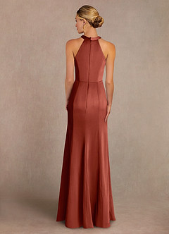 Azazie Tyra Mother of the Bride Dresses Terracotta Mermaid Lace Stretch Satin Dress image3