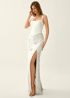 Belinda Ivory 3D Flowers Corset Lace Up Back Mermaid Prom Dress image4