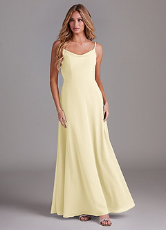 Azazie Daenerys Abiti da Damigella Abito A-Line in Chiffon con Scollo a Cappuccio Sorbetto Al Limone image3