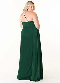 Azazie Maron Bridesmaid Dresses Dark Green A-Line One Shoulder Stretch Satin Dress image9