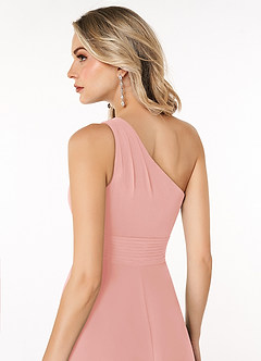 Azazie Dallas Bridesmaid Dresses Rosette A-Line One Shoulder Chiffon Dress image5