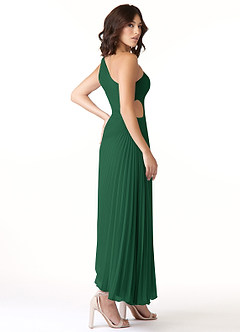 Azazie Kirra Brautjungfernkleider A-Linie One-Shoulder Chiffon Kleid Dunkelgrün image4